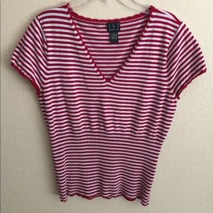 INC striped short sleeved sweater top.